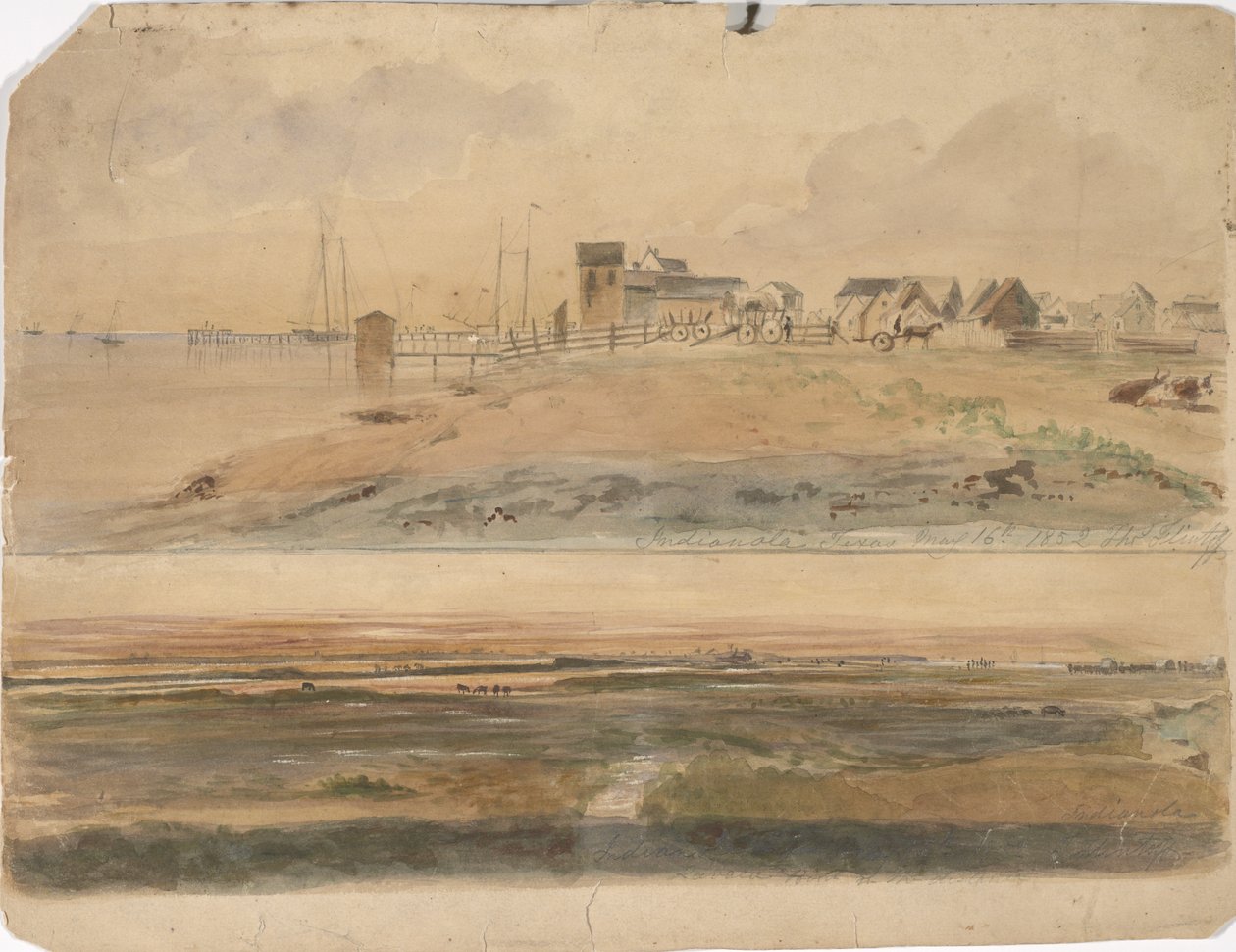 Indianola, Texas e Indianola con Lavaca Point in lontananza, 16 maggio 1852 da Thomas Flintoff