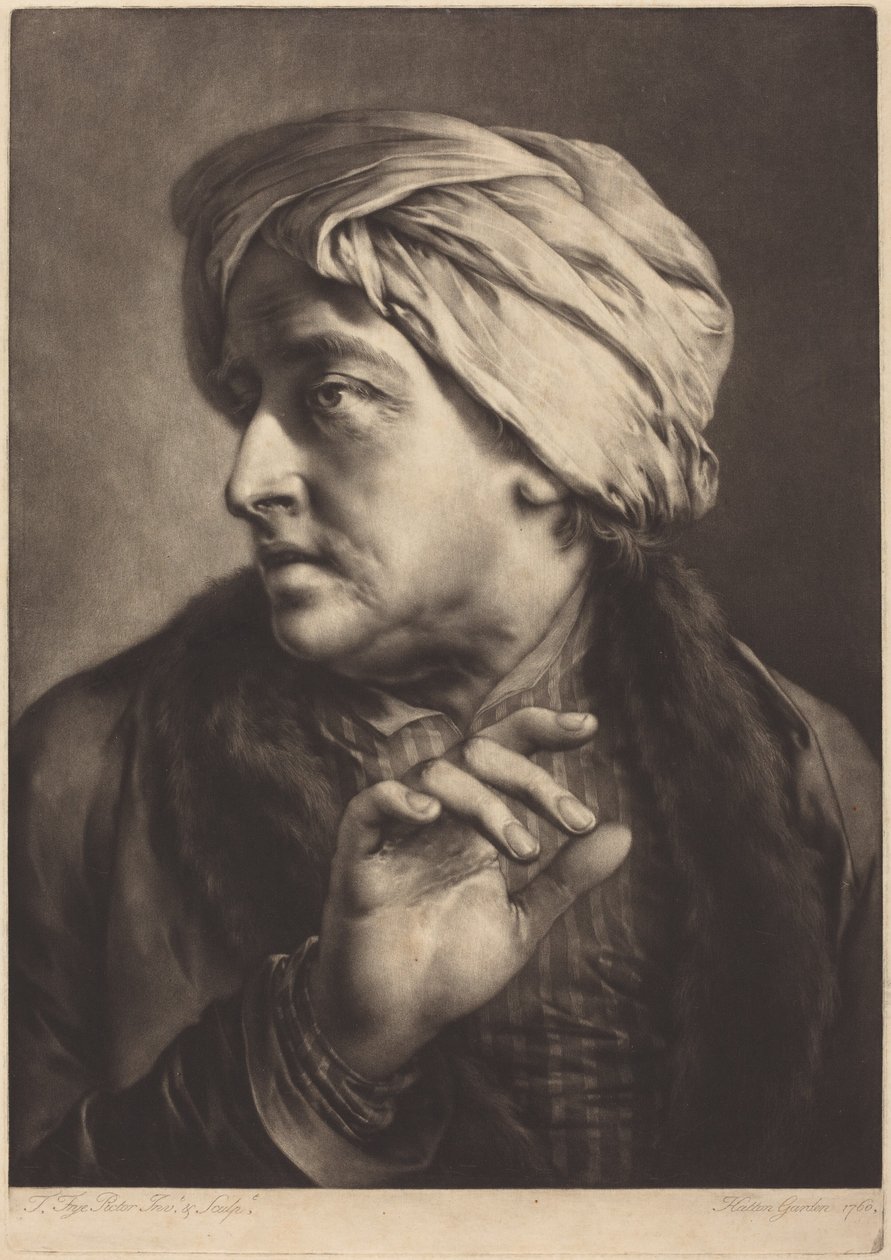 Un uomo con turbante e camicia a righe da Thomas Frye