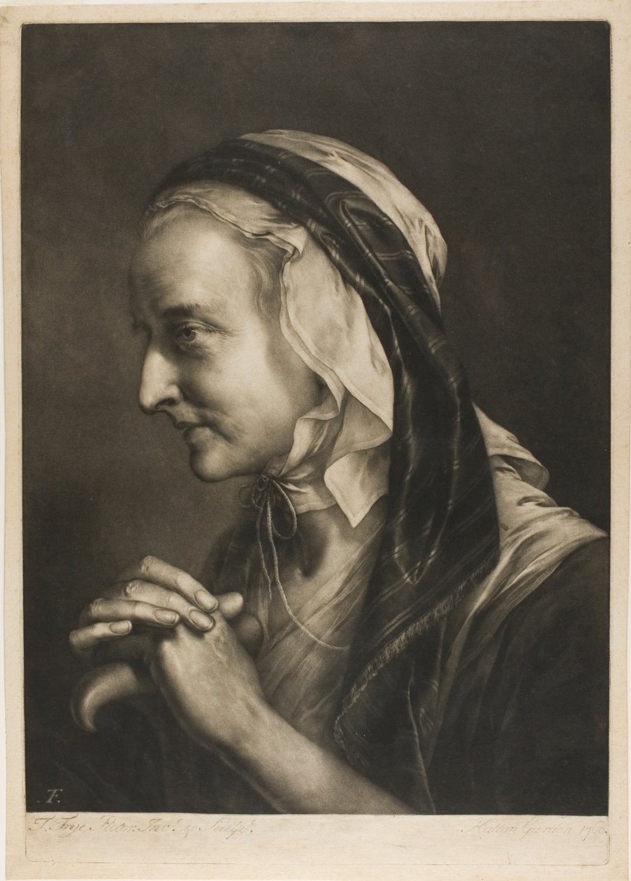 Vecchia Donna Appoggiata a un Bastone, da Teste a Grandezza Naturale da Thomas Frye