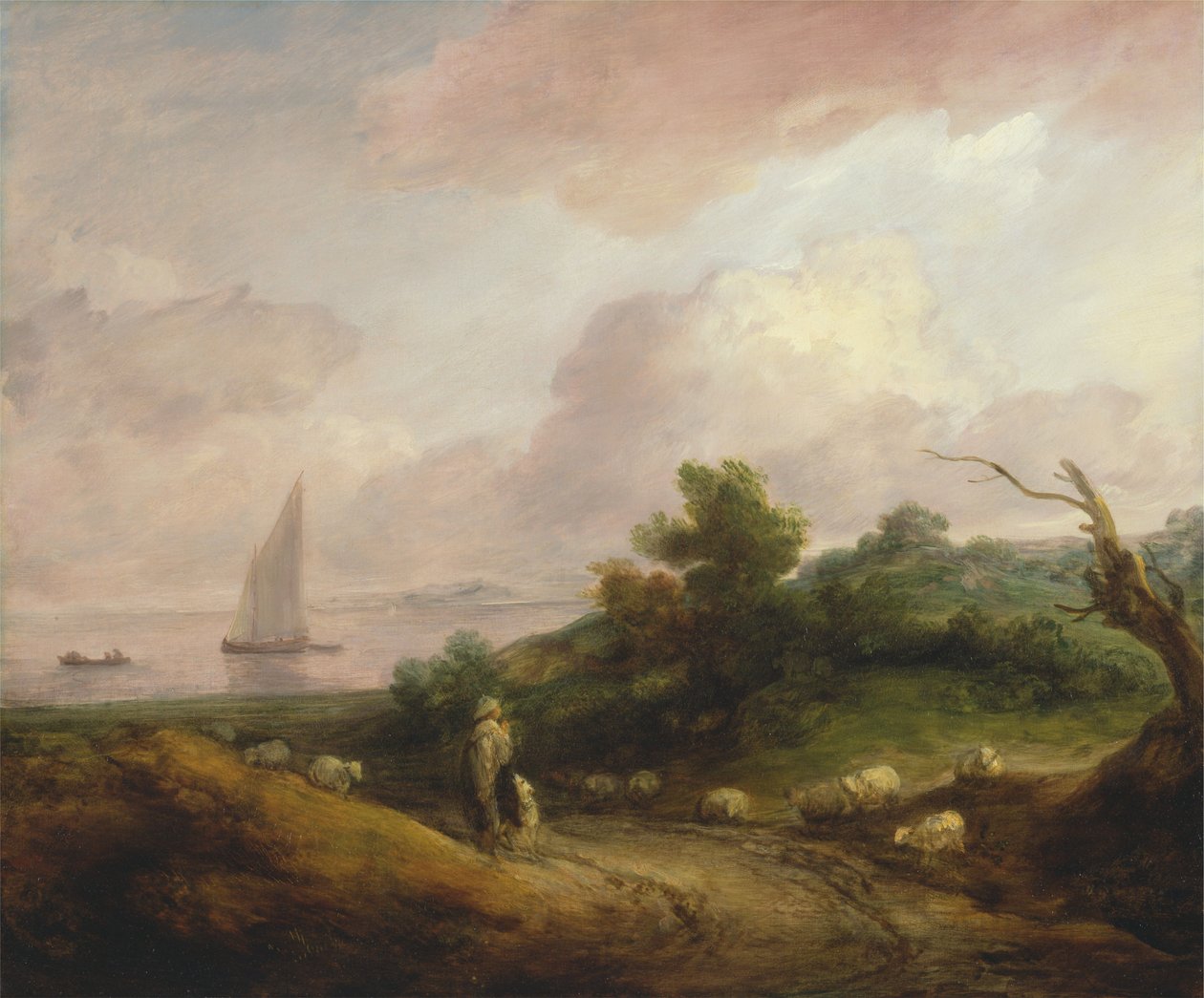 Paesaggio costiero con un pastore e il suo gregge da Thomas Gainsborough
