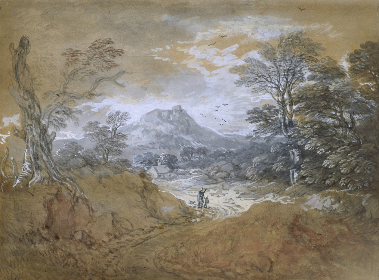 Paesaggio con una strada al margine di un bosco, 1760-65 da Thomas Gainsborough