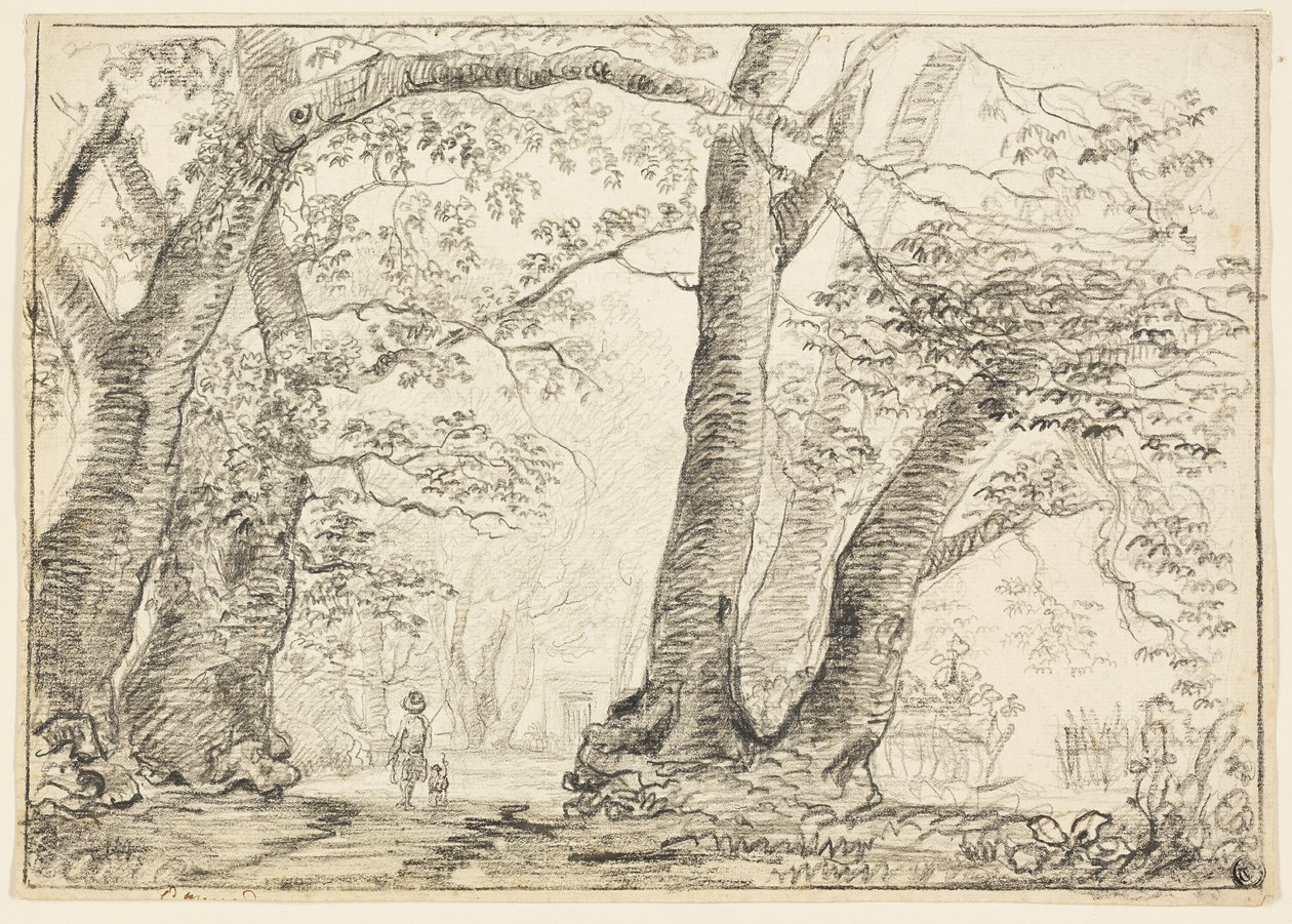 Uomo con cane nella foresta da Thomas Gainsborough