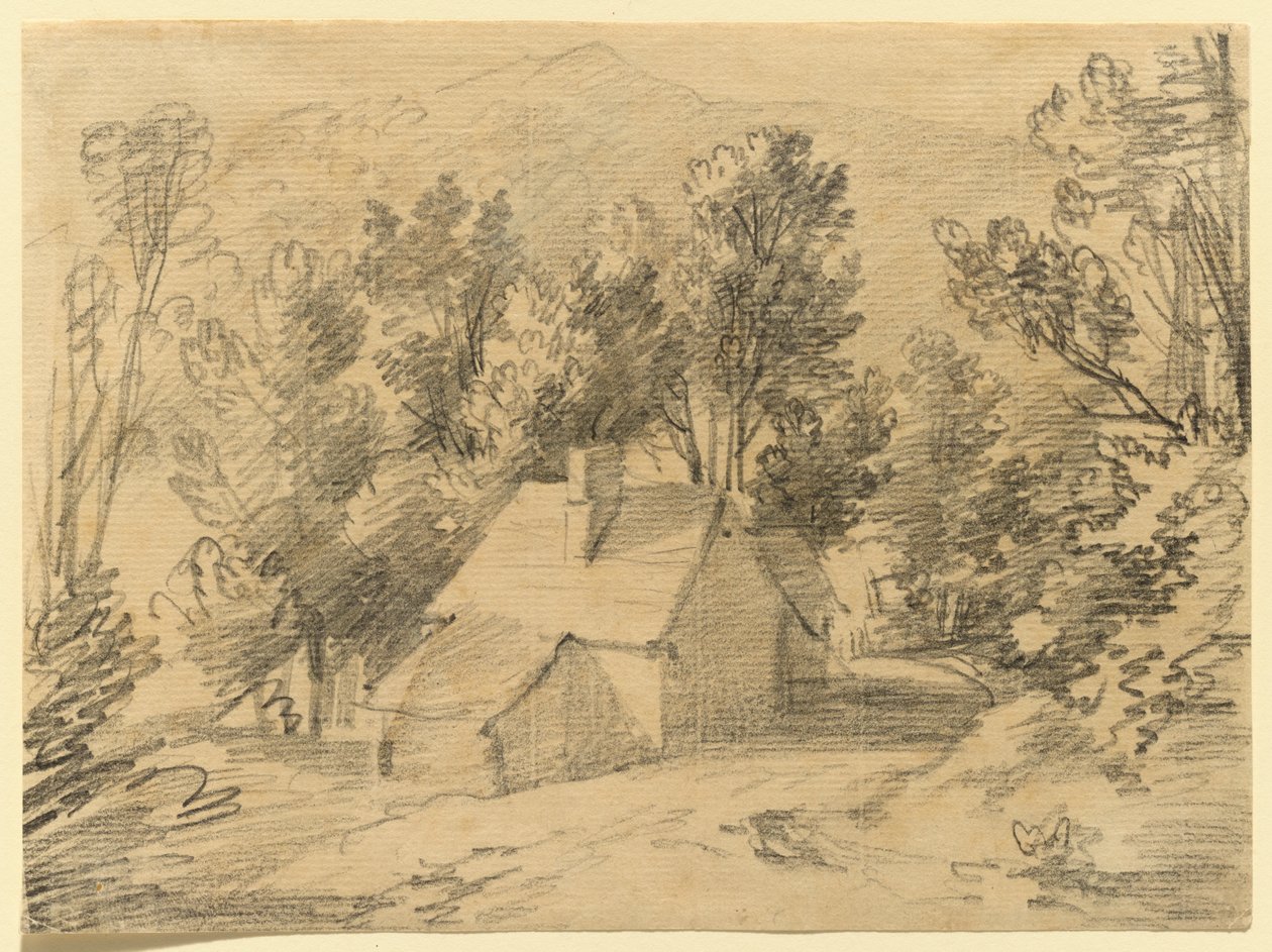Studio di una casa e di un capanno in una valle boscosa da Thomas Gainsborough