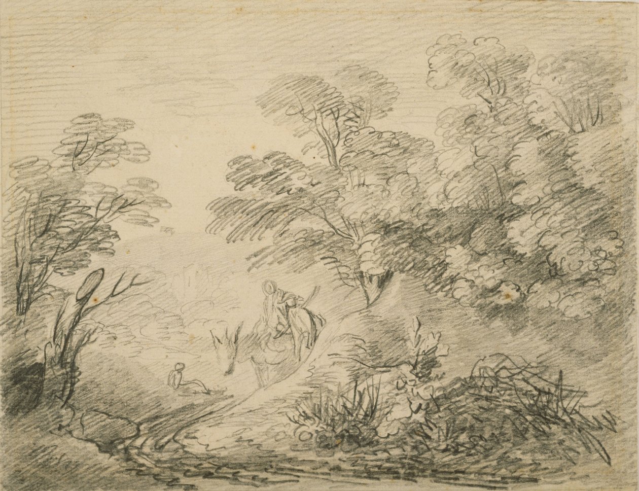 Paesaggio boscoso con asino e figure, c.1759 da Thomas Gainsborough