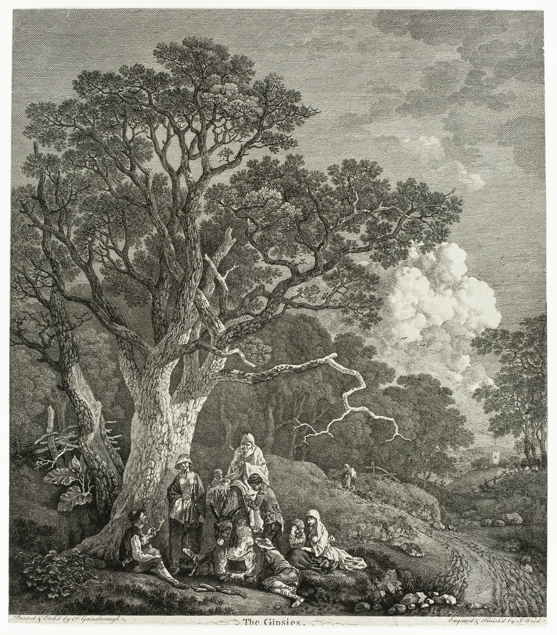 Paesaggio boscoso con zingari raccolti attorno a un fuoco da Thomas Gainsborough