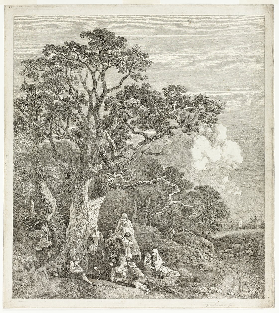 Paesaggio Boschivo con Zingari Raccolti Attorno a un Fuoco da Thomas Gainsborough