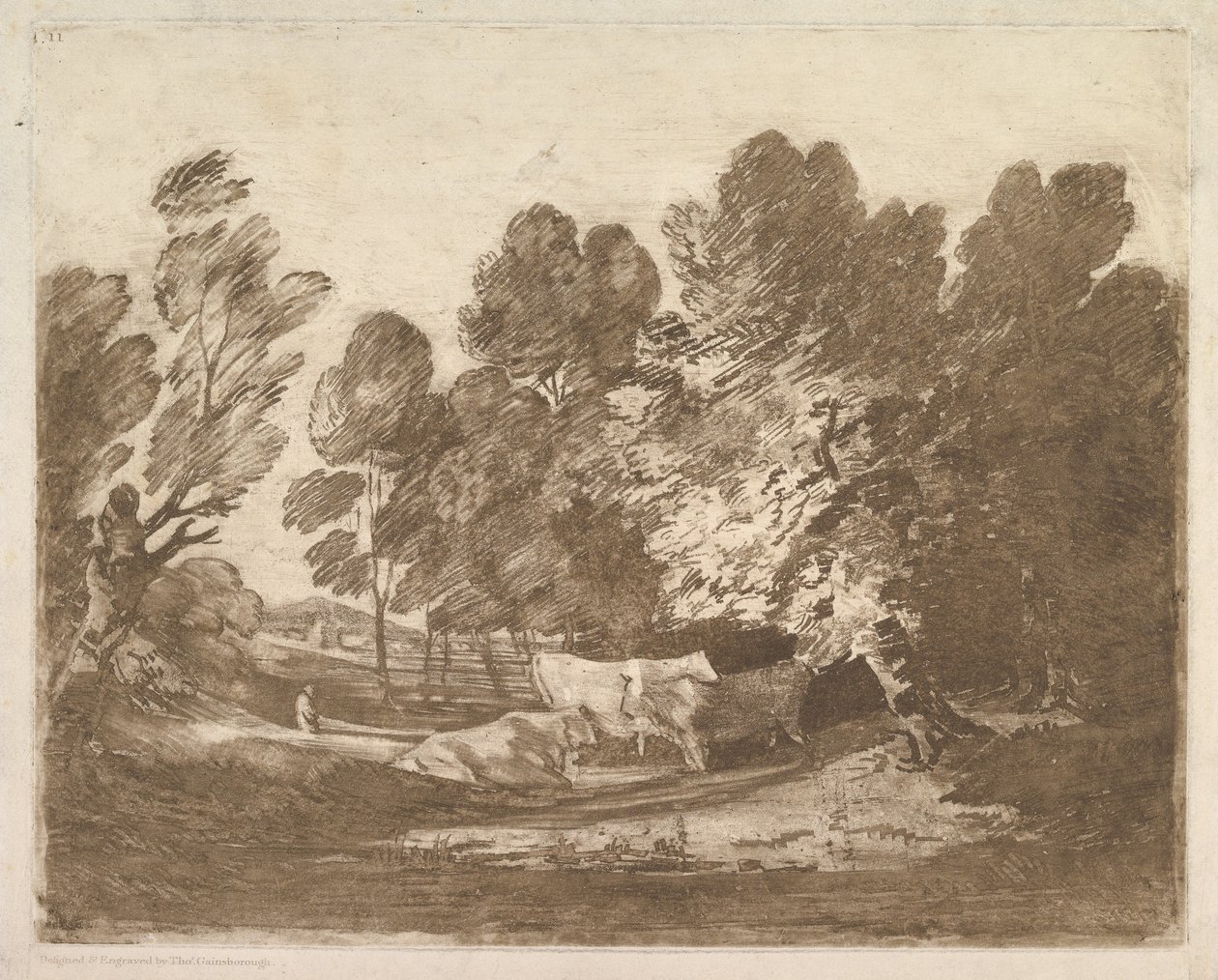 Paesaggio boscoso con mandriani e mucche da Thomas Gainsborough