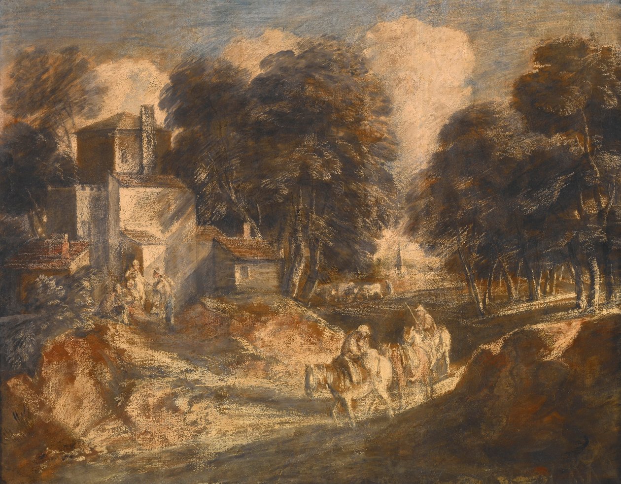 Waldlandschaft mit berittenen Bauern da Thomas Gainsborough