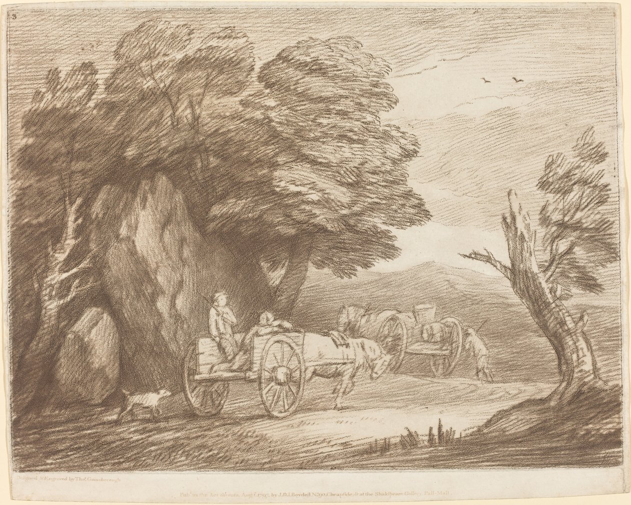 Paesaggio boscoso con due carri e figure di campagna da Thomas Gainsborough