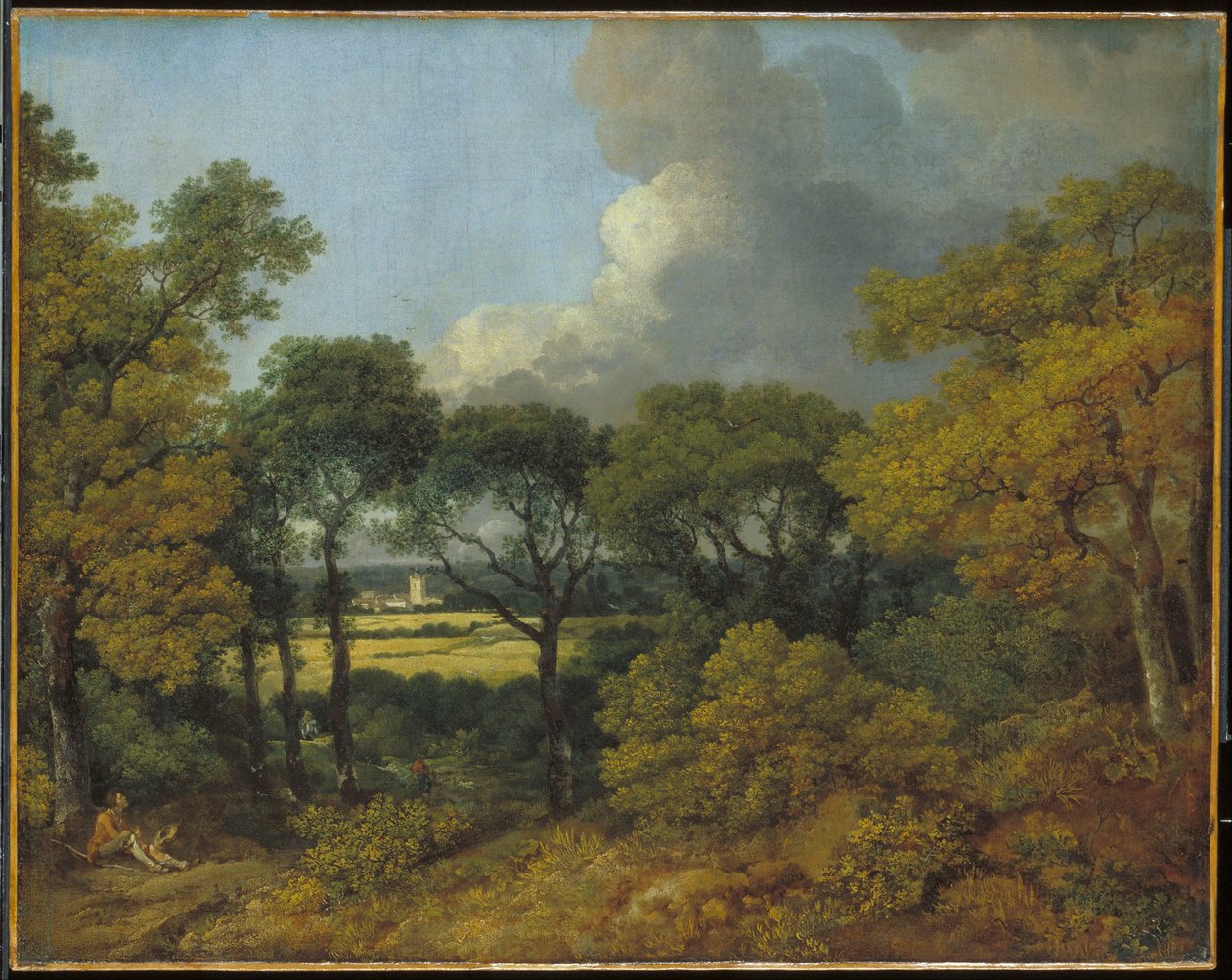 Paesaggio boscoso con un contadino che riposa da Thomas Gainsborough