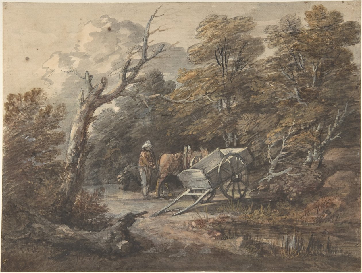 Scena boschiva con un contadino, un cavallo e un carro da Thomas Gainsborough