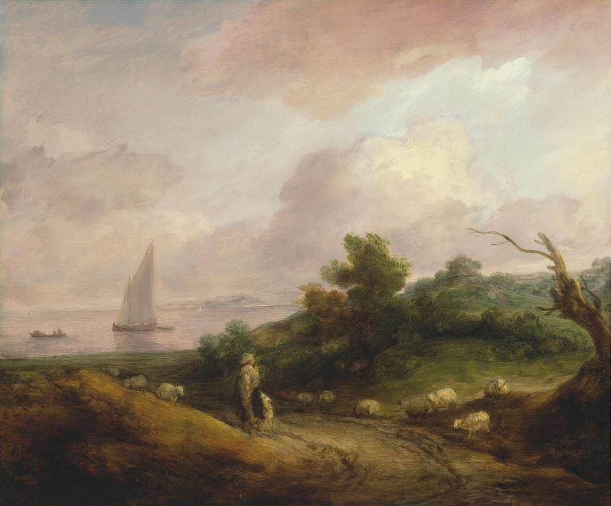 Paesaggio costiero con un pastore e il suo gregge da Thomas Gainsborough RA