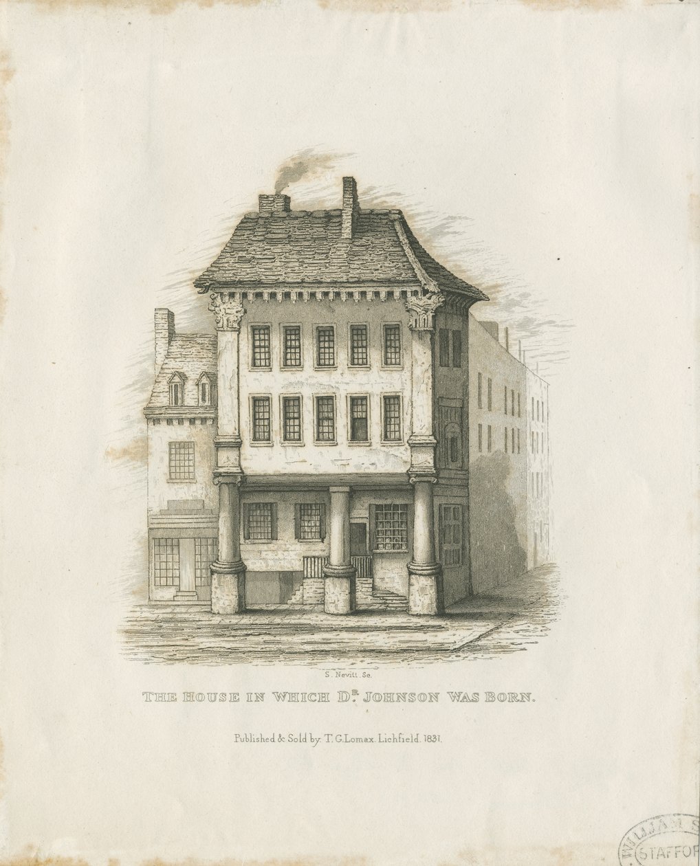 Lichfield - Luogo di Nascita del Dr. Johnson: incisione da Thomas George Lomax