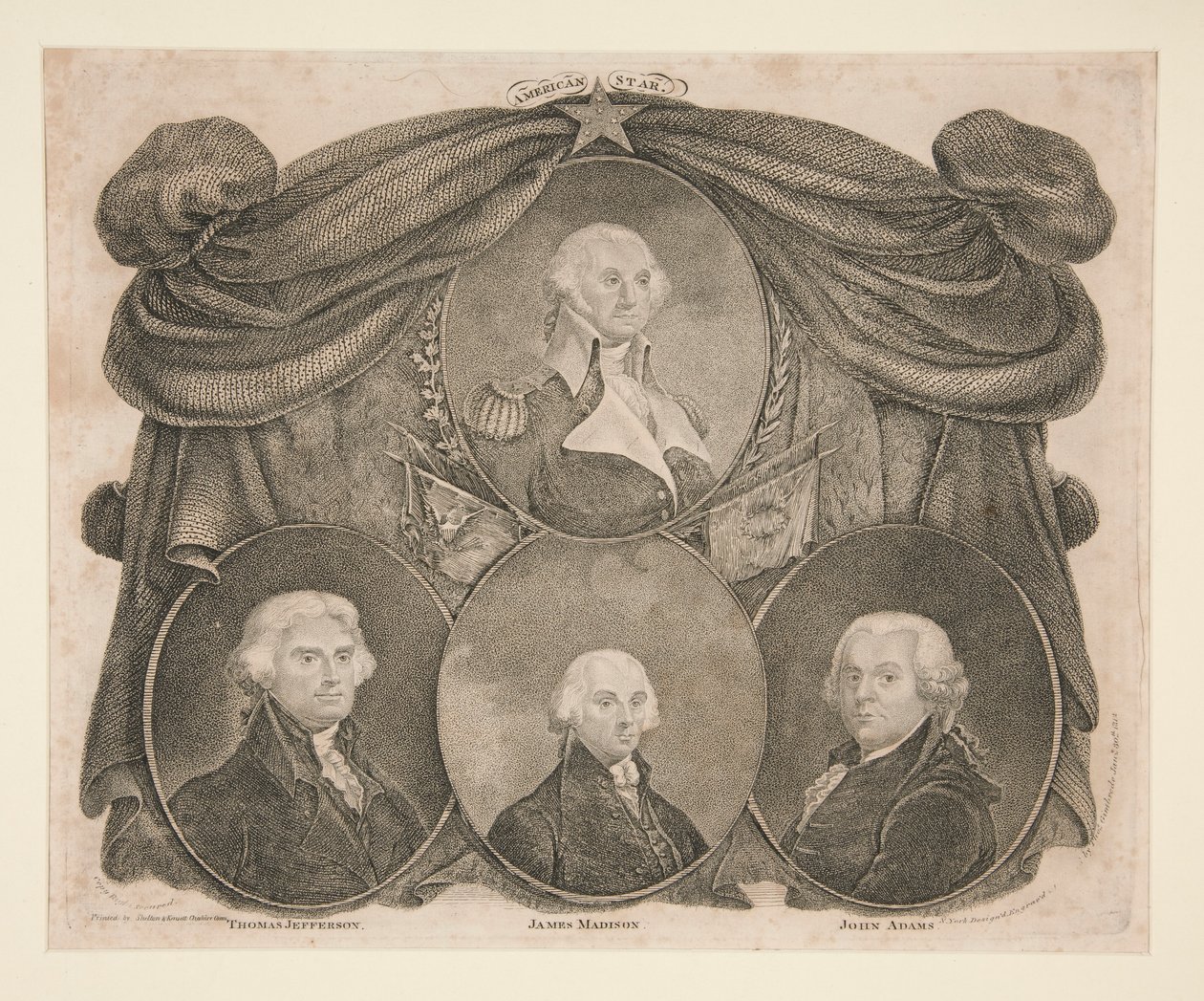 Stella americana, Washington, Jefferson, Madison e Adams da Thomas Gimbrede