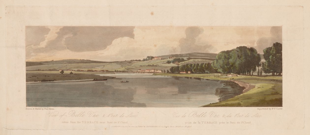 Una selezione di venti delle vedute più pittoresche di Parigi: Vista di Belle Vue & Pont de Sèvres, 1 da Thomas Girtin