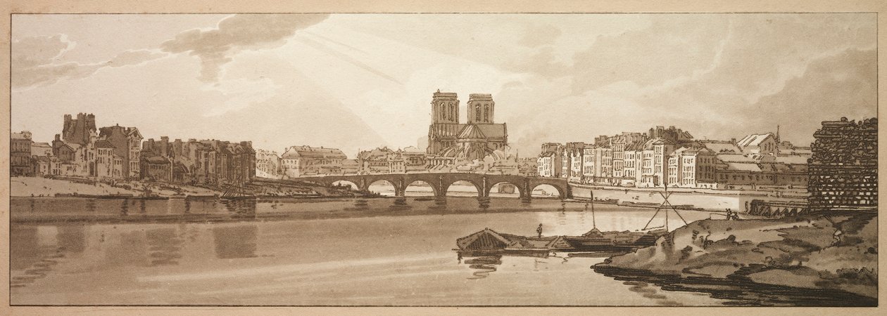 Una Selezione di Venti delle Più Pittoresche Vedute di Parigi: Veduta del Pont de la Tournelle da Thomas Girtin