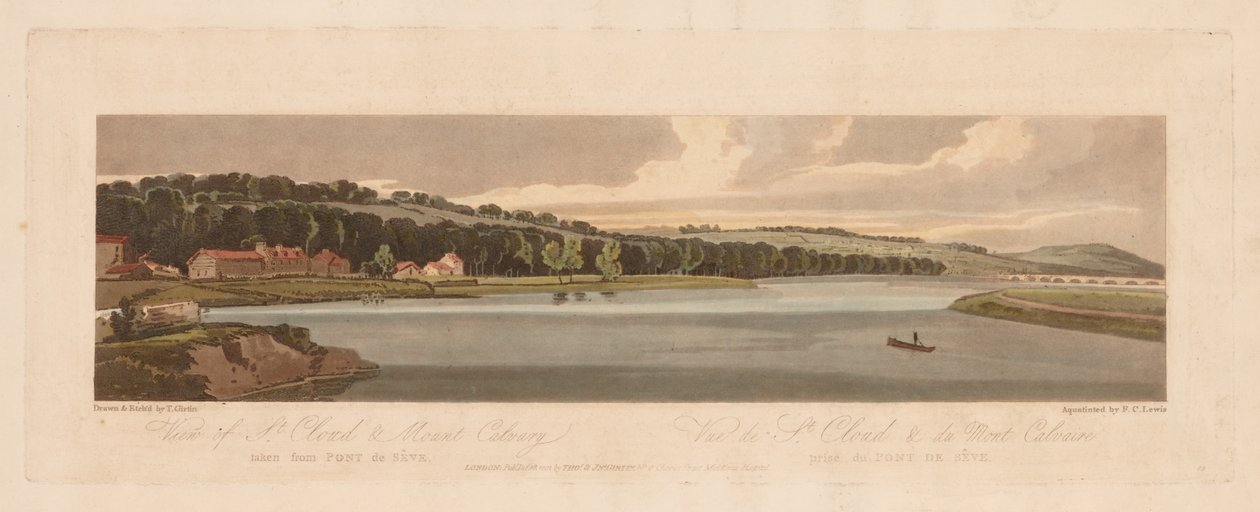 Una selezione di venti delle vedute più pittoresche di Parigi: Vista di St. Cloud e Monte Calvario vista dal Pont de Sèvres da Thomas Girtin