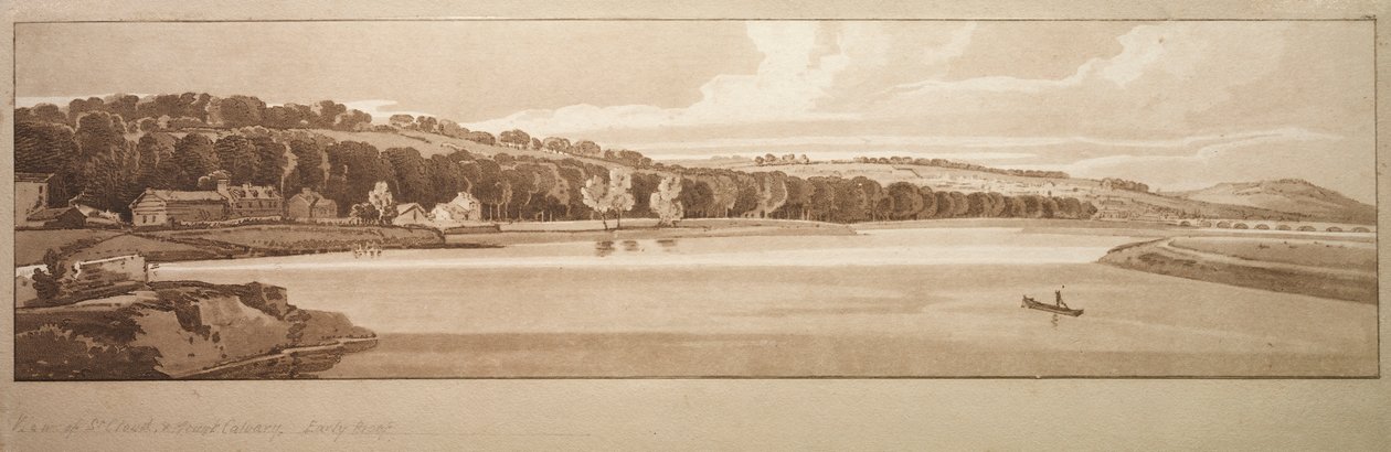 Una selezione di venti delle vedute più pittoresche di Parigi: Vista di St. Cloud e Monte Calvario vista dal Pont de Sèvres da Thomas Girtin