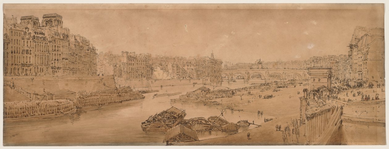 Una selezione di venti delle vedute più pittoresche di Parigi: Vista della città con il Louvre dal Pont Marie da Thomas Girtin