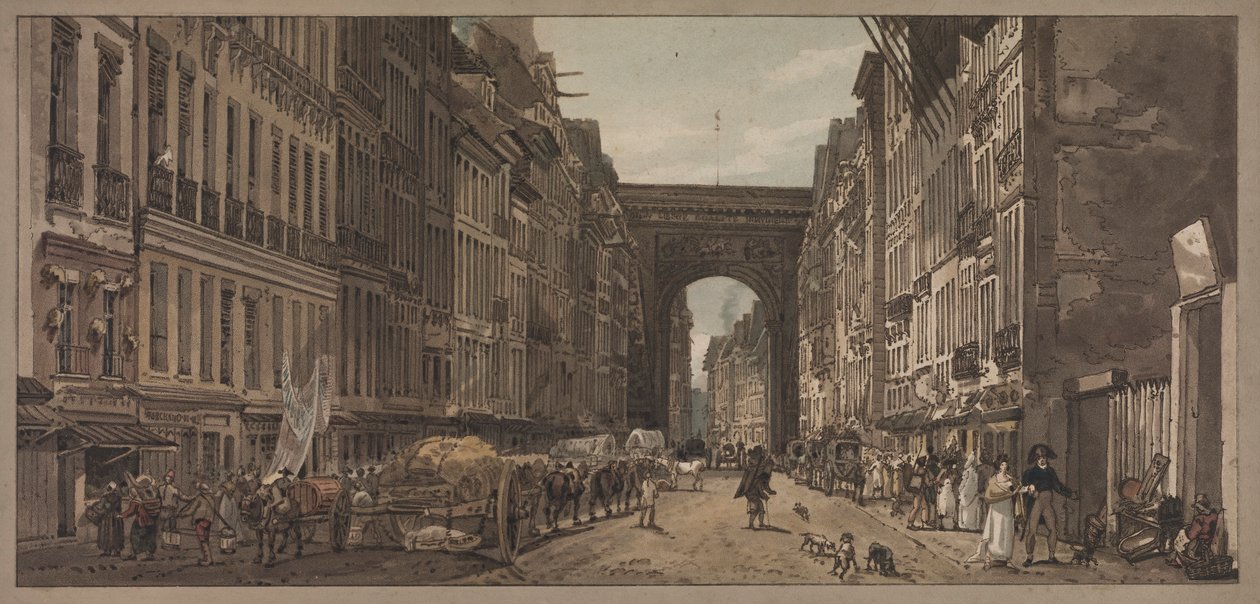 Una selezione di venti delle vedute più pittoresche di Parigi: Vista della Porta di St. Denis..., 1803 da Thomas Girtin