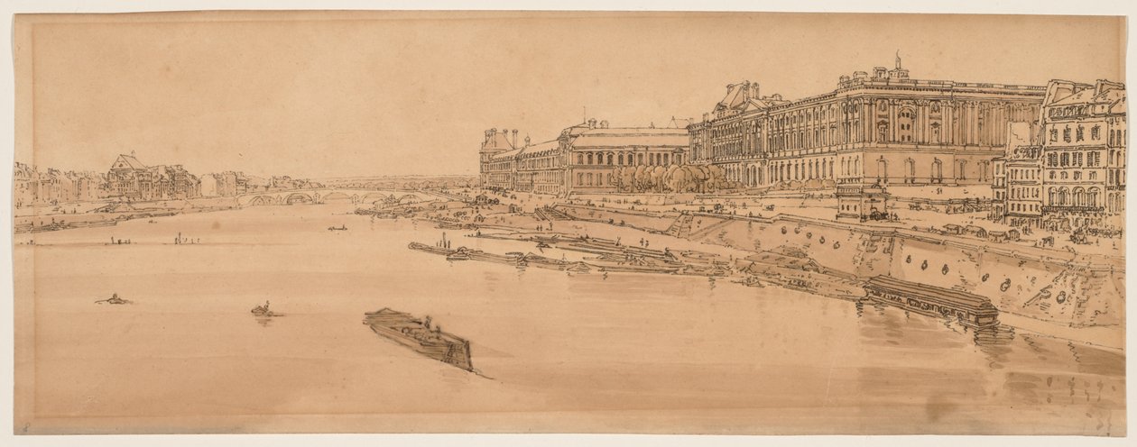Una selezione di venti delle vedute più pittoresche di Parigi: Vista del Louvre e del Ponte delle Tuileries dal Pont Neuf da Thomas Girtin