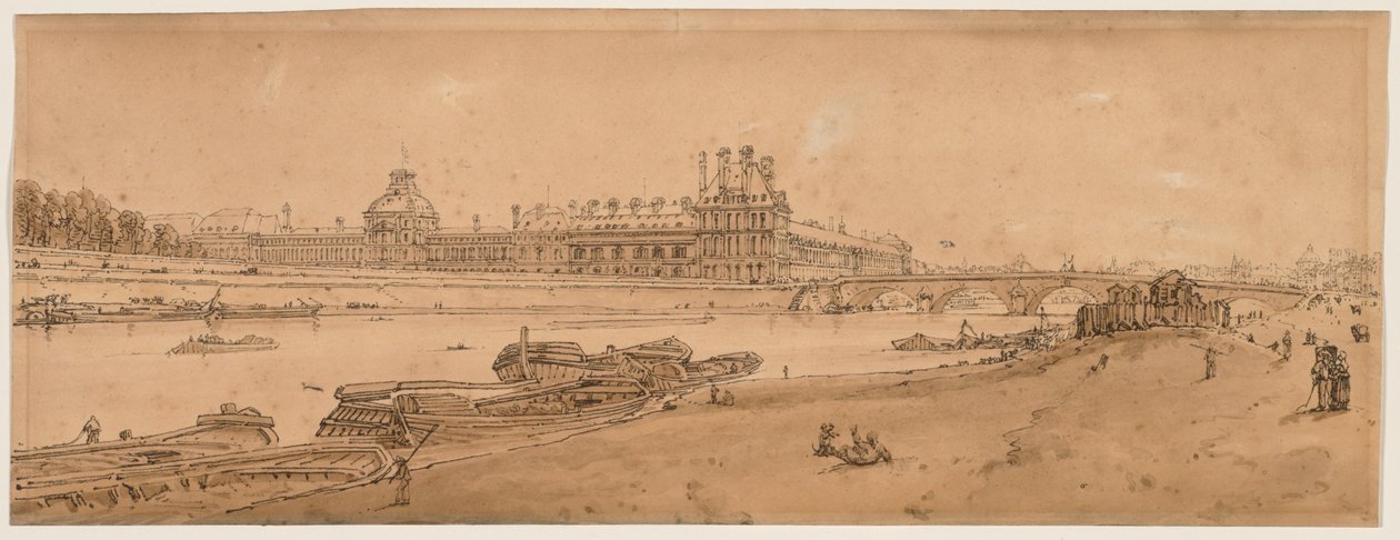 Una selezione di venti delle vedute più pittoresche di Parigi: Vista delle Tuileries e del ponte presa dal Quai d