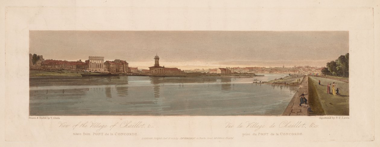 Una selezione di venti delle vedute più pittoresche di Parigi: Vista del villaggio di Chaillot, ecc. vista dal Pont de la Concorde da Thomas Girtin