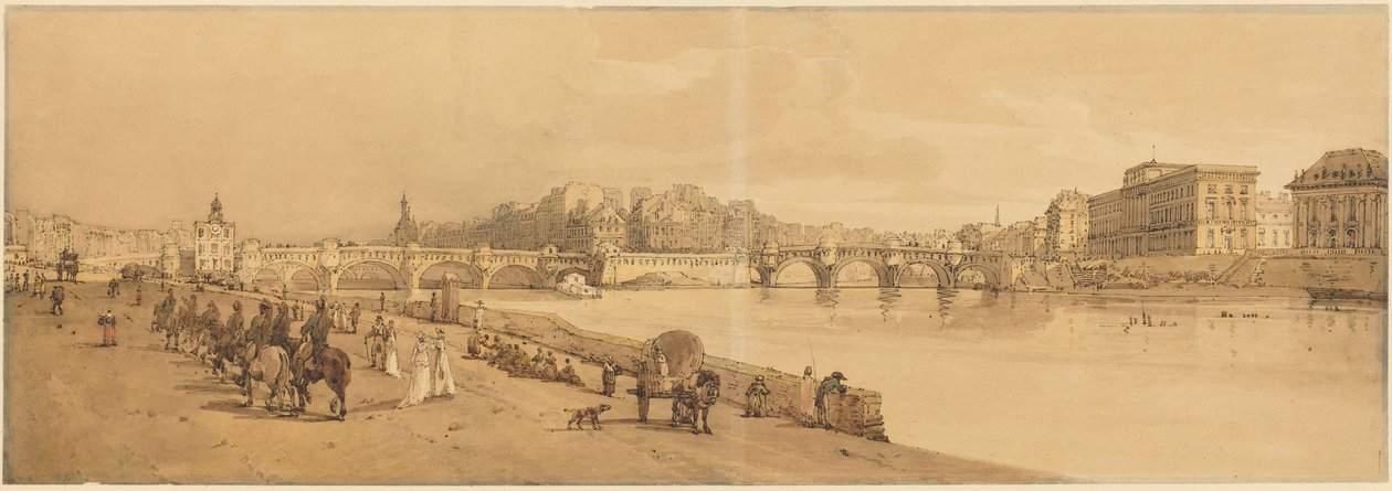 Veduta del Pont Neuf, della Zecca, ecc.: tav. 8 da Thomas Girtin