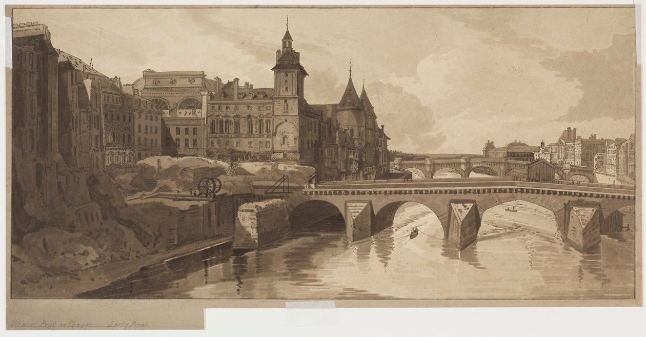 Una selezione di venti delle vedute più pittoresche di Parigi: Vista del Pont au Change da Thomas Girtin