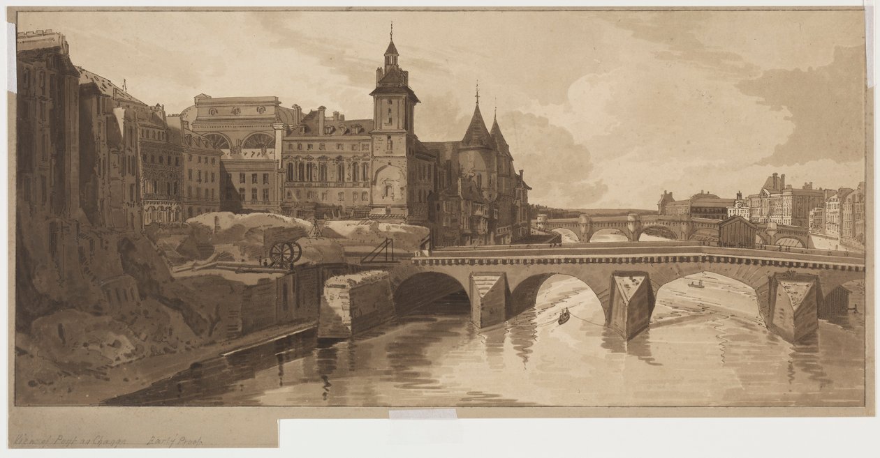 Selezione di Venti delle Vedute più Pittoresche di Parigi: Vista del Pont au Change, 1802 da Thomas Girtin