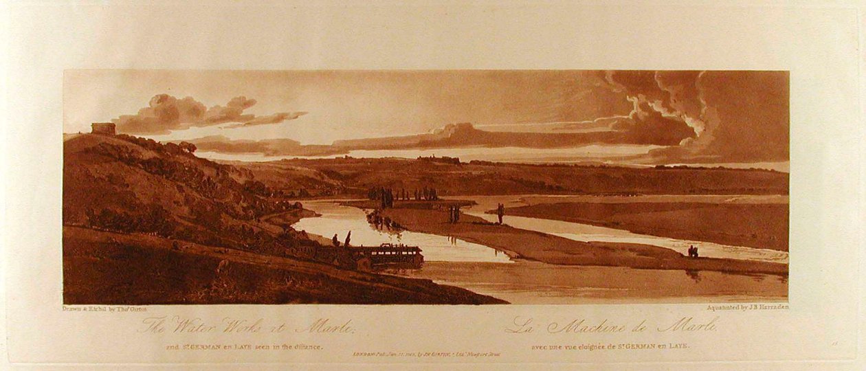 Die Wasserwerke von Marli und St. Germain en Laye in der Ferne da Thomas Girtin
