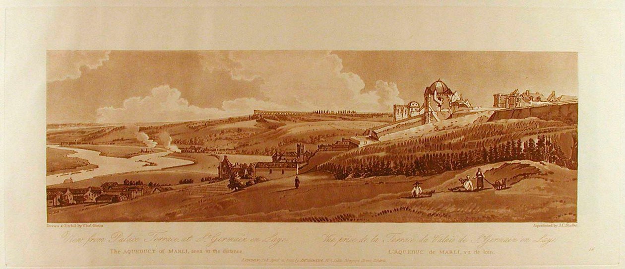 Blick von der Palastterrasse in St. Germain, das Aquädukt von Marli in der Ferne da Thomas Girtin