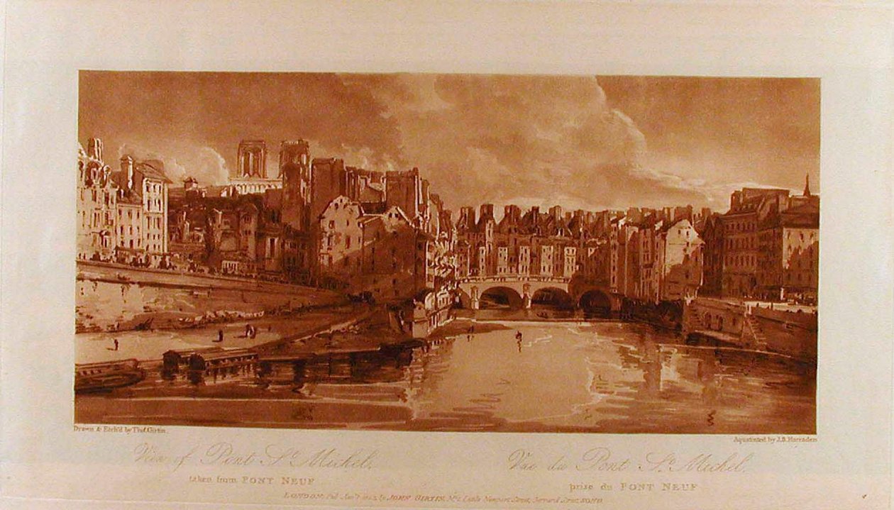 Ansicht der Pont St. Michel vom Pont Neuf aus da Thomas Girtin