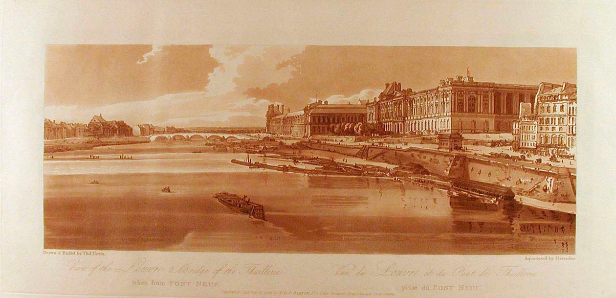 Ansicht des Louvre und der Brücke der Thuilleries vom Pont-Neuf aus da Thomas Girtin