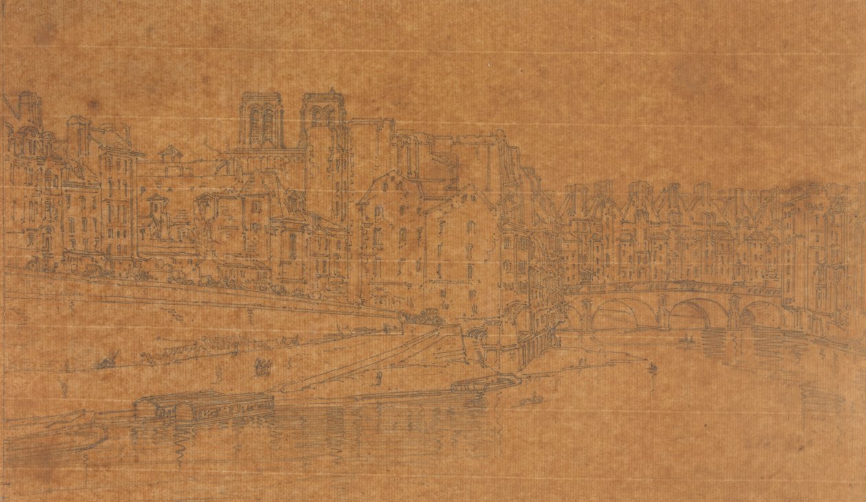 Veduta del Pont St. Michel, presa dal Pont Neuf, 1803 (studio per la tavola 4 da Vedute di Parigi) da Thomas Girtin