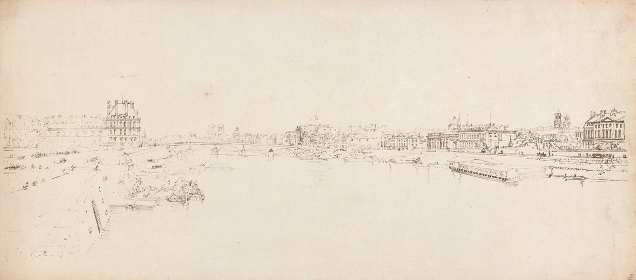 Veduta delle Tuileries e del ponte presa dal Pont de la Concorde da Thomas Girtin