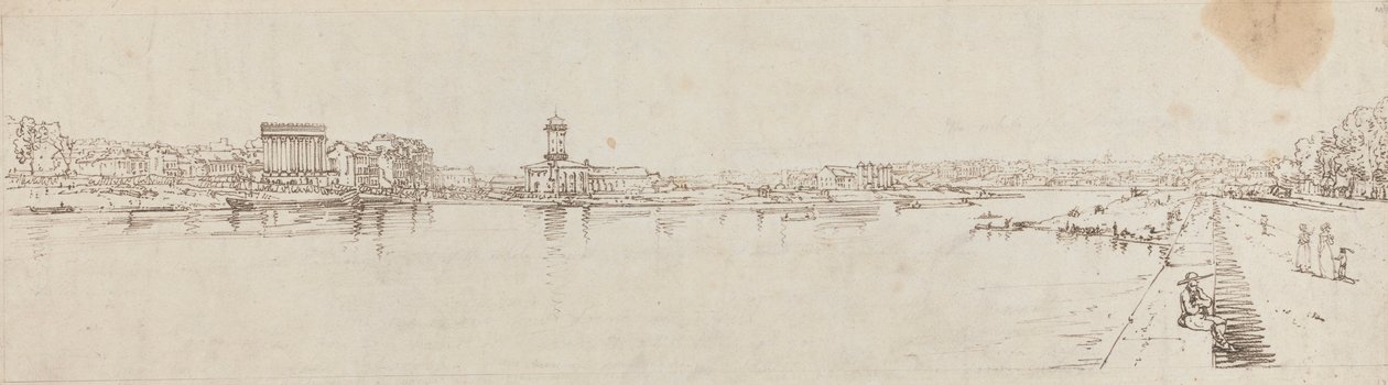 Vista del Villaggio di Chaillot Presa dal Pont de la Concorde da Thomas Girtin