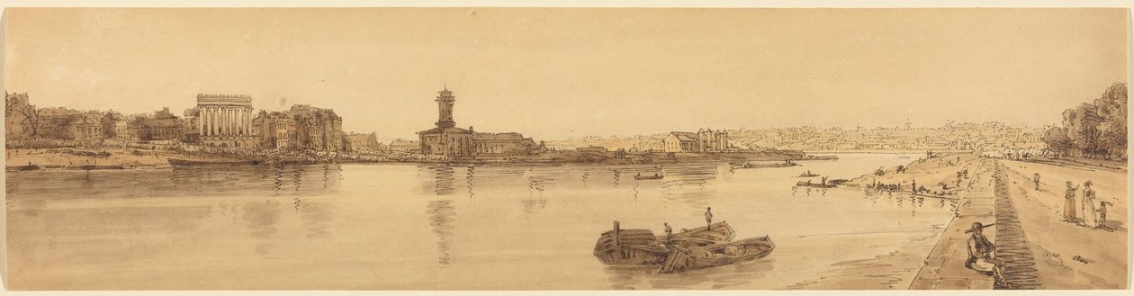 Veduta del villaggio di Chaillot dal Pont de la Concorde: tavola 17 da Thomas Girtin