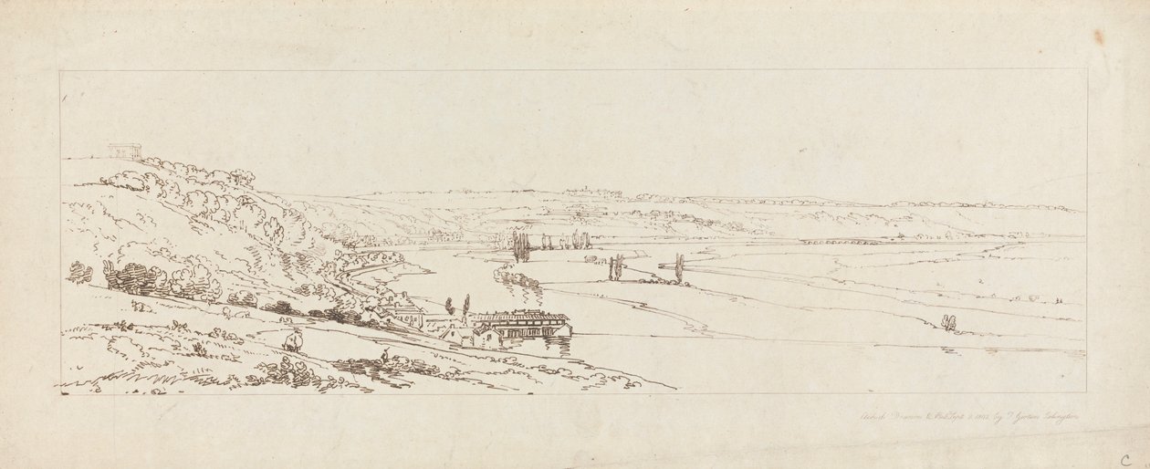 Vista degli acquedotti di Marly e Saint-Germain-en-Laye visti in lontananza da Thomas Girtin