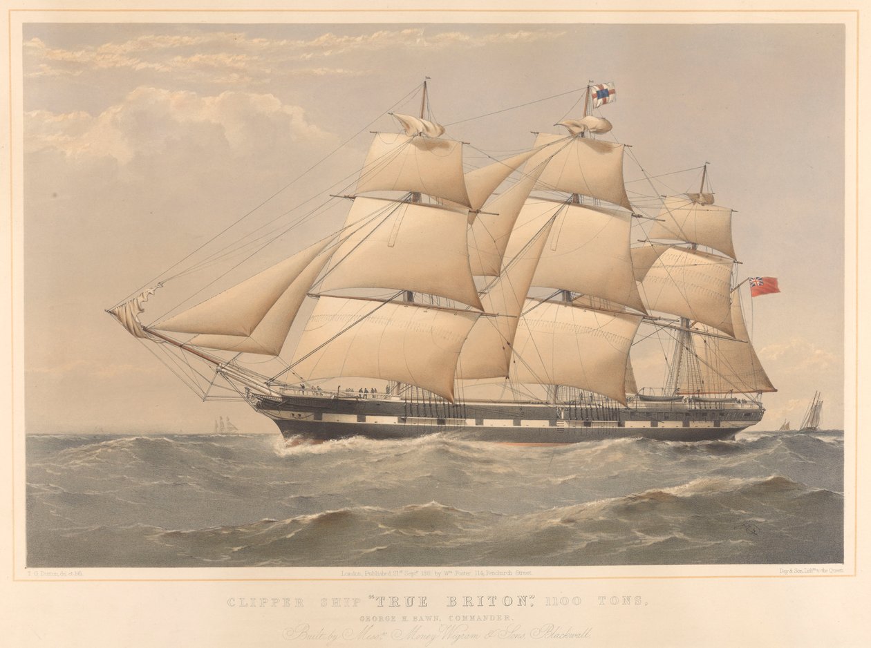 Clipper Ship True Briton 1100 Tons da Thomas Goldsworth Dutton