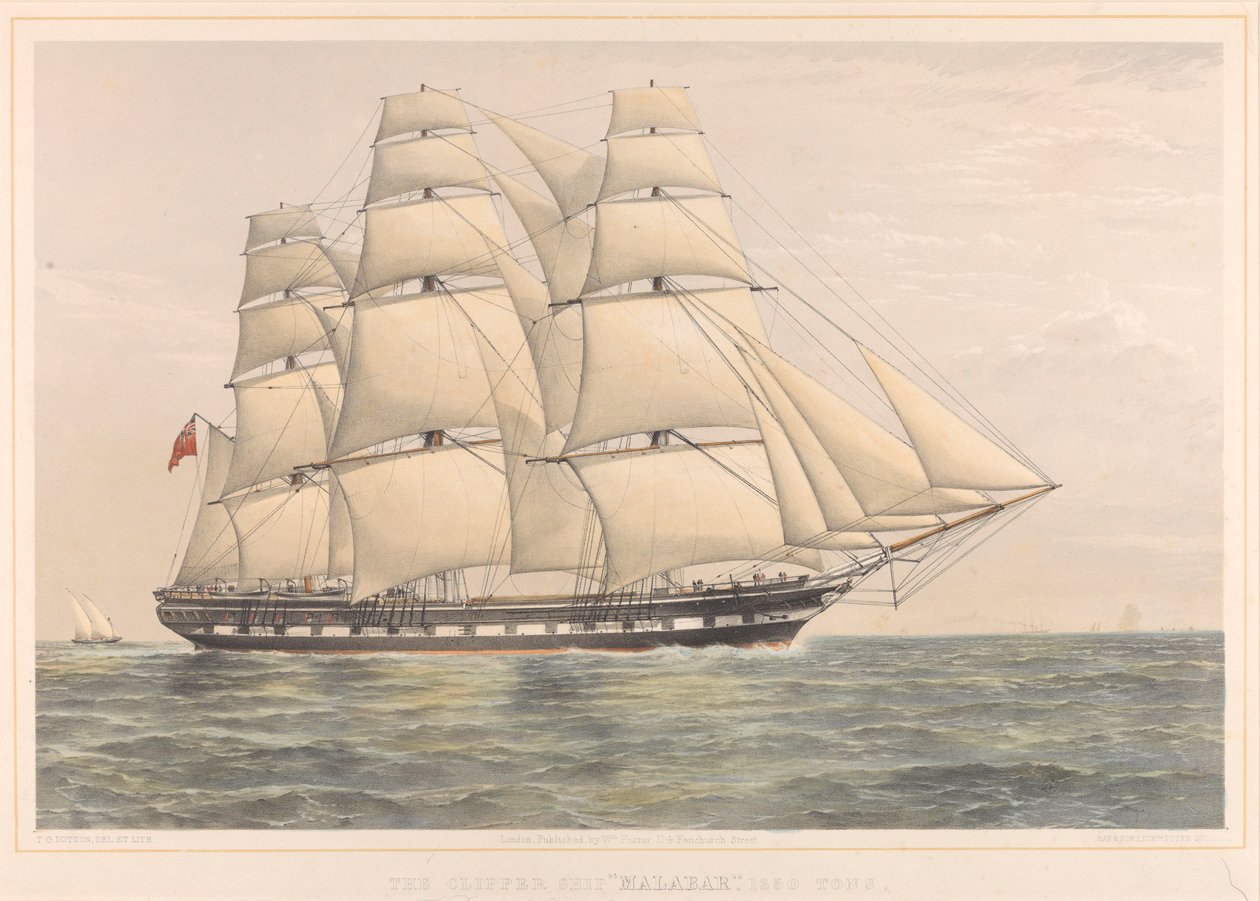 La nave clipper Malabar 1350 tonnellate da Thomas Goldsworth Dutton