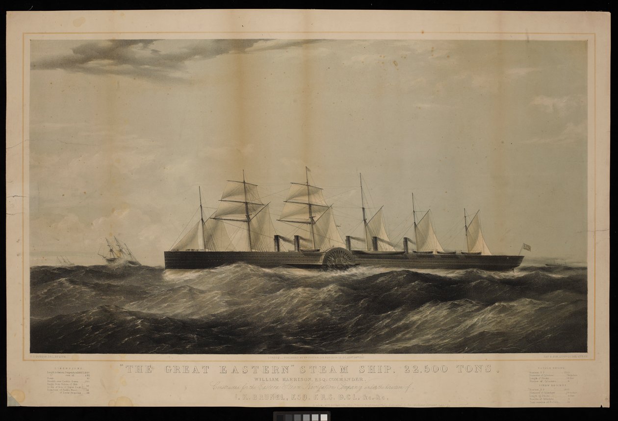 La Grande Nave a Vapore Orientale... William, Harrison, Esq, Comandante, Costruita per la Eastern Steam Navigation Company sotto la direzione di I K Brunel... da Thomas Goldsworth Dutton