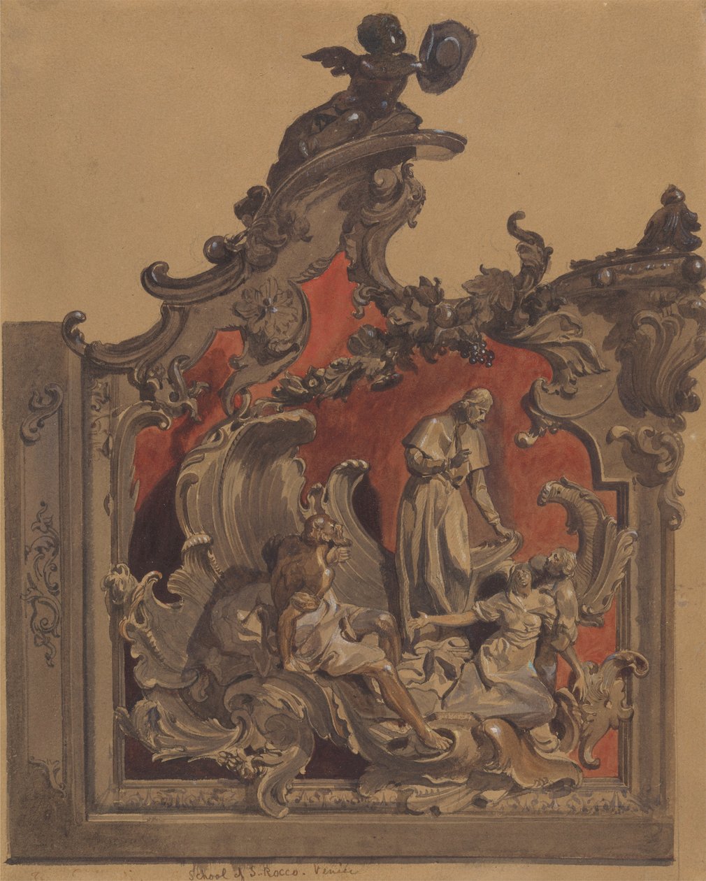 Scuola di San Rocco, Venezia: Studio per decorazione curva da Thomas Hartley Cromek