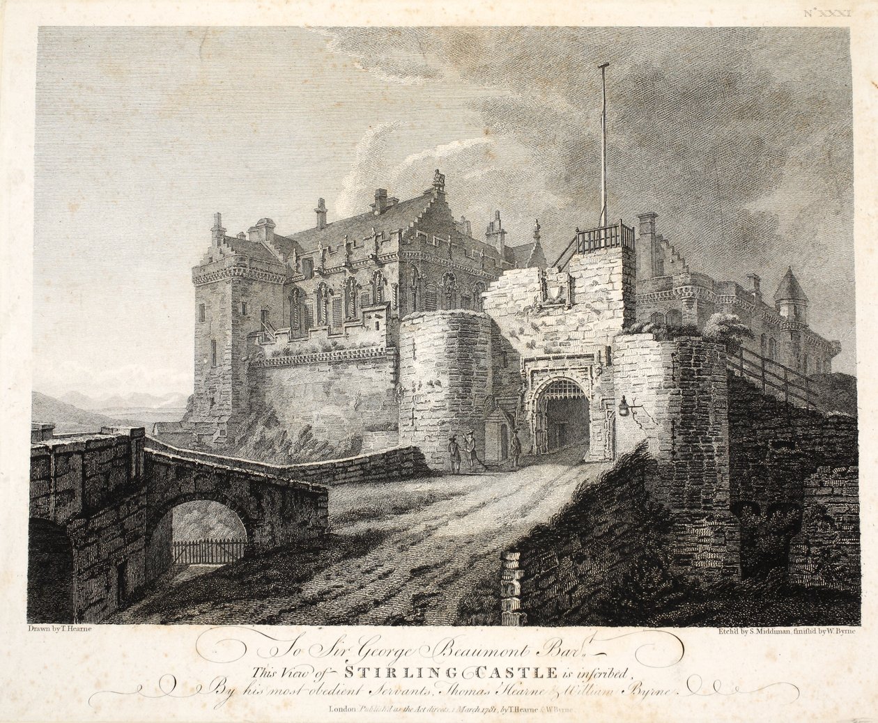 Veduta del castello di Stirling, inc. William Byrne da Thomas Hearne