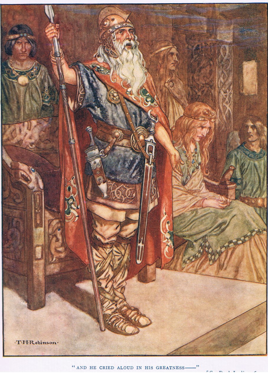 E gridò ad alta voce nella sua grandezza (litho) da Thomas Heath Robinson