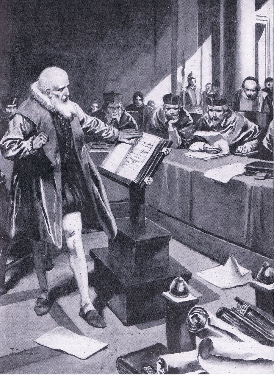 Galileo appare davanti ai cardinali a Roma, illustrazione da "Cassell