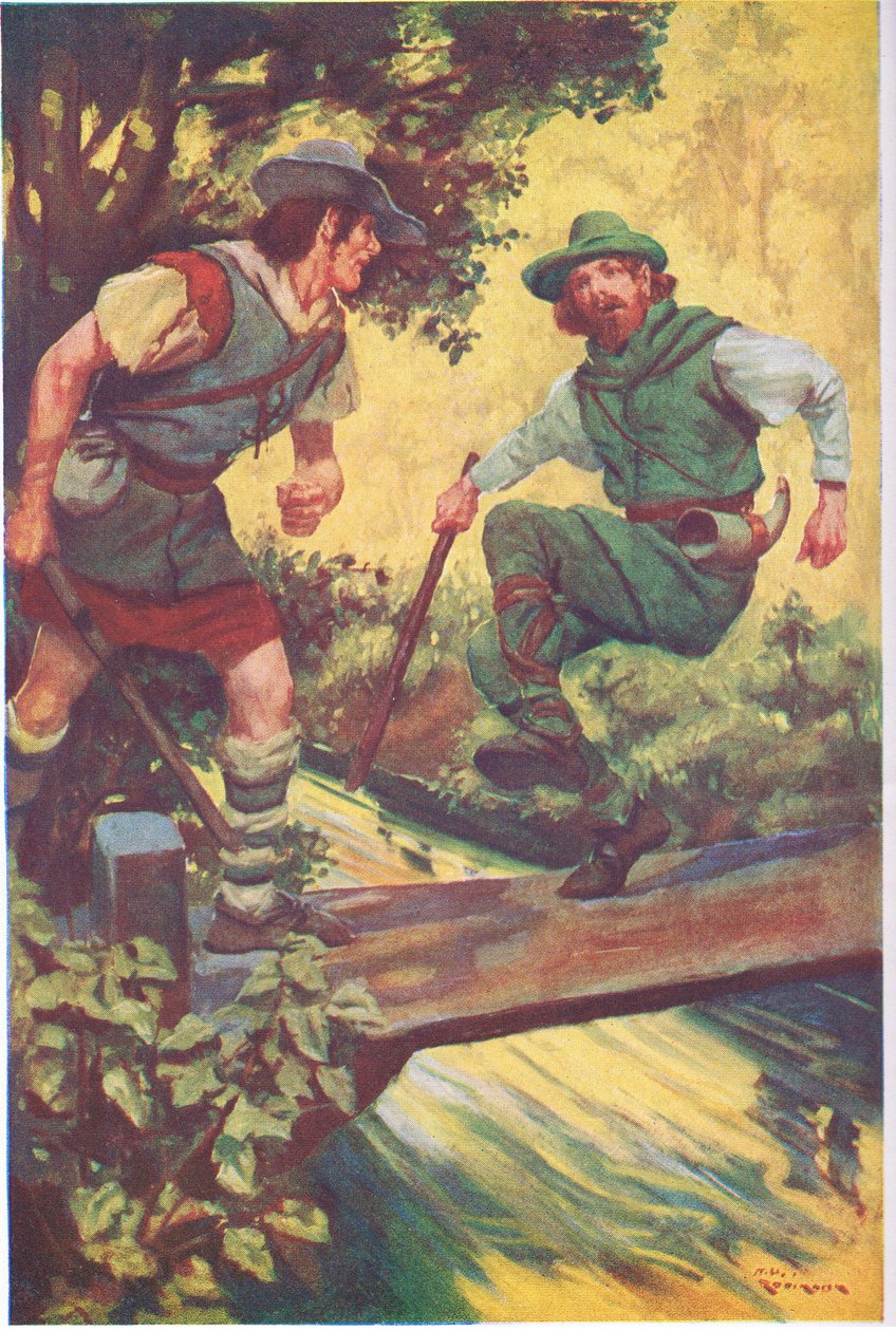 In un momento sfortunato è scivolato sulle tavole di legno (litografia a colori) da Thomas Heath Robinson