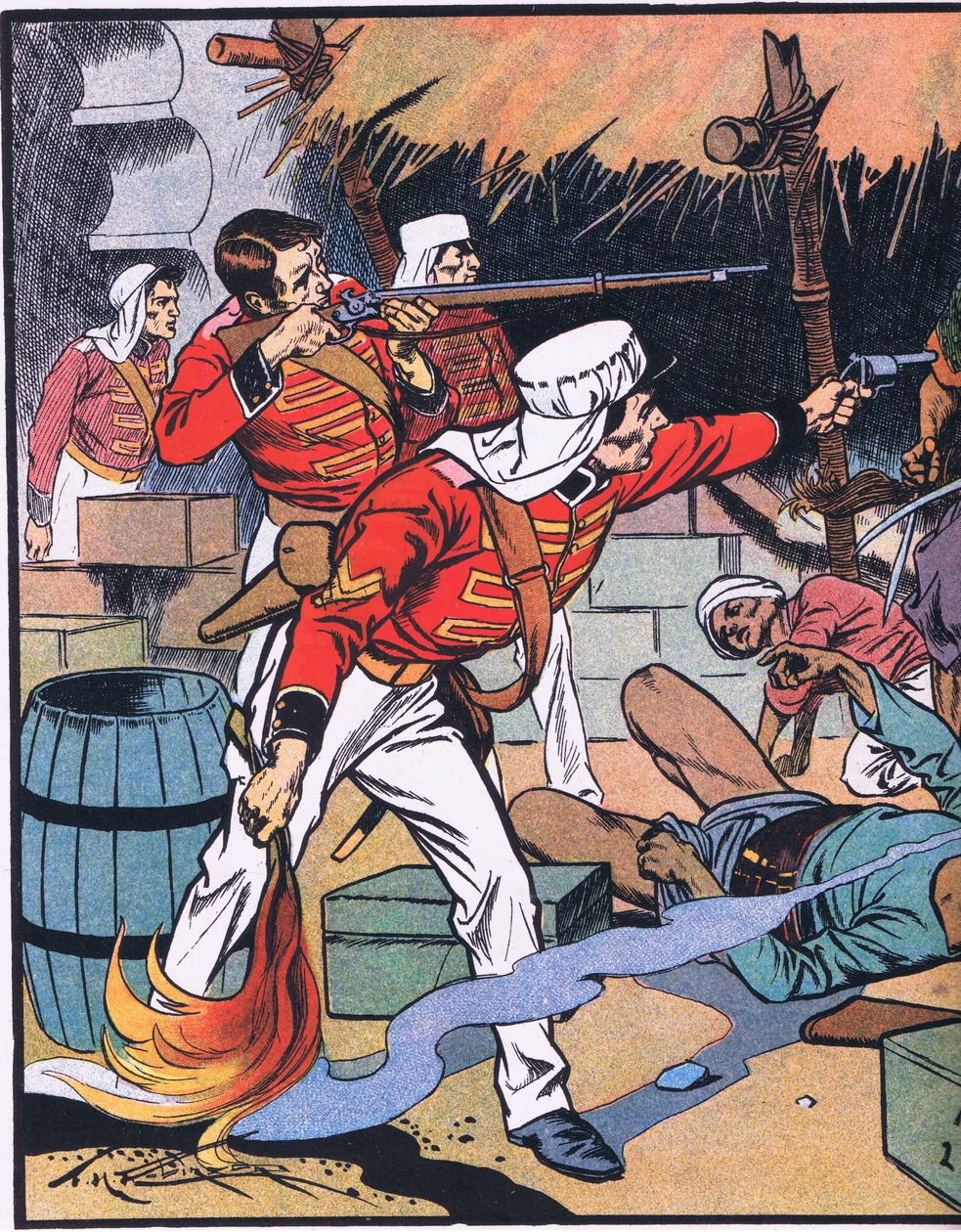La distruzione della rivista a Delhi (litografia a colori) da Thomas Heath Robinson