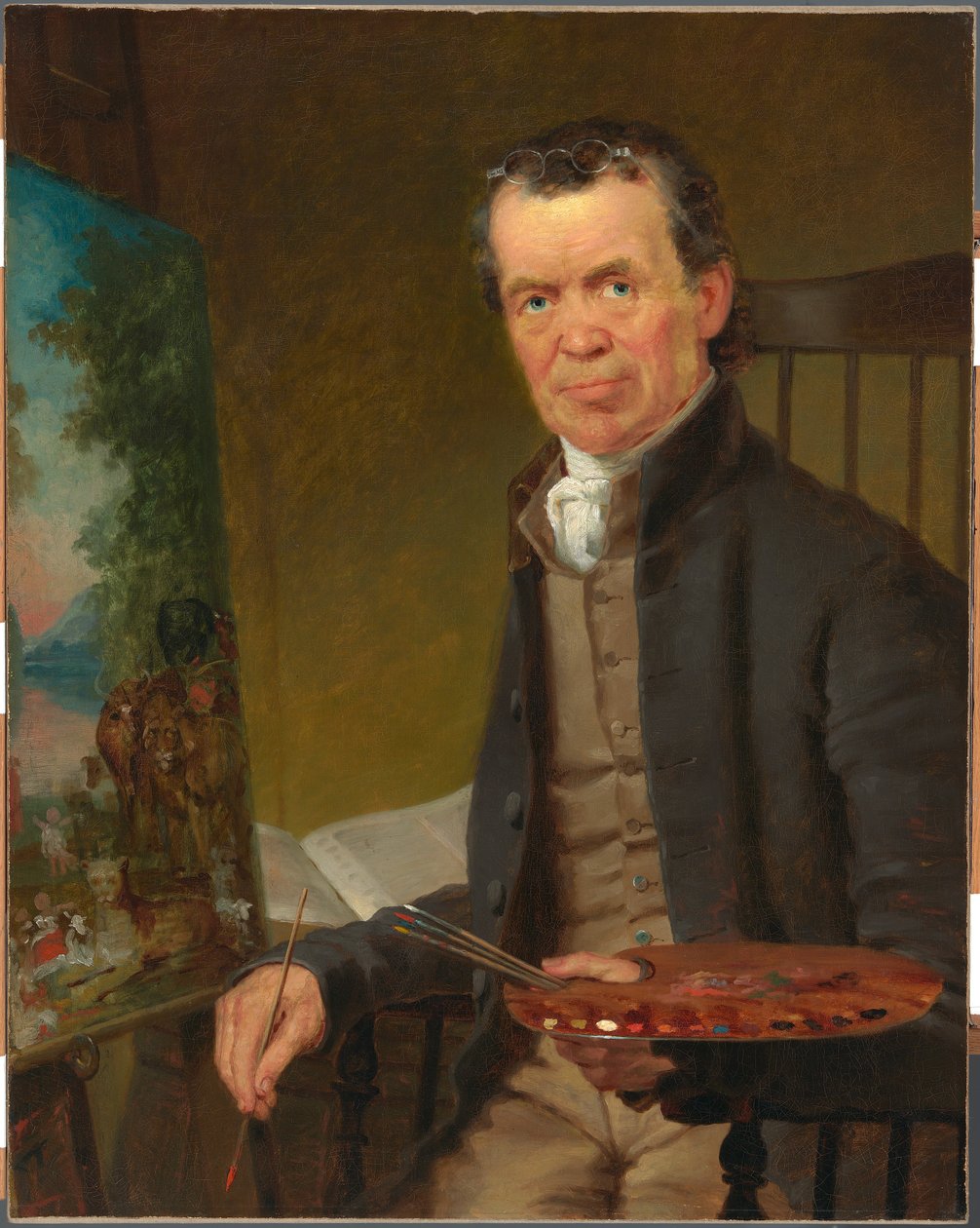 Ritratto di Edward Hicks che dipinge il Regno pacifico da Thomas Hicks