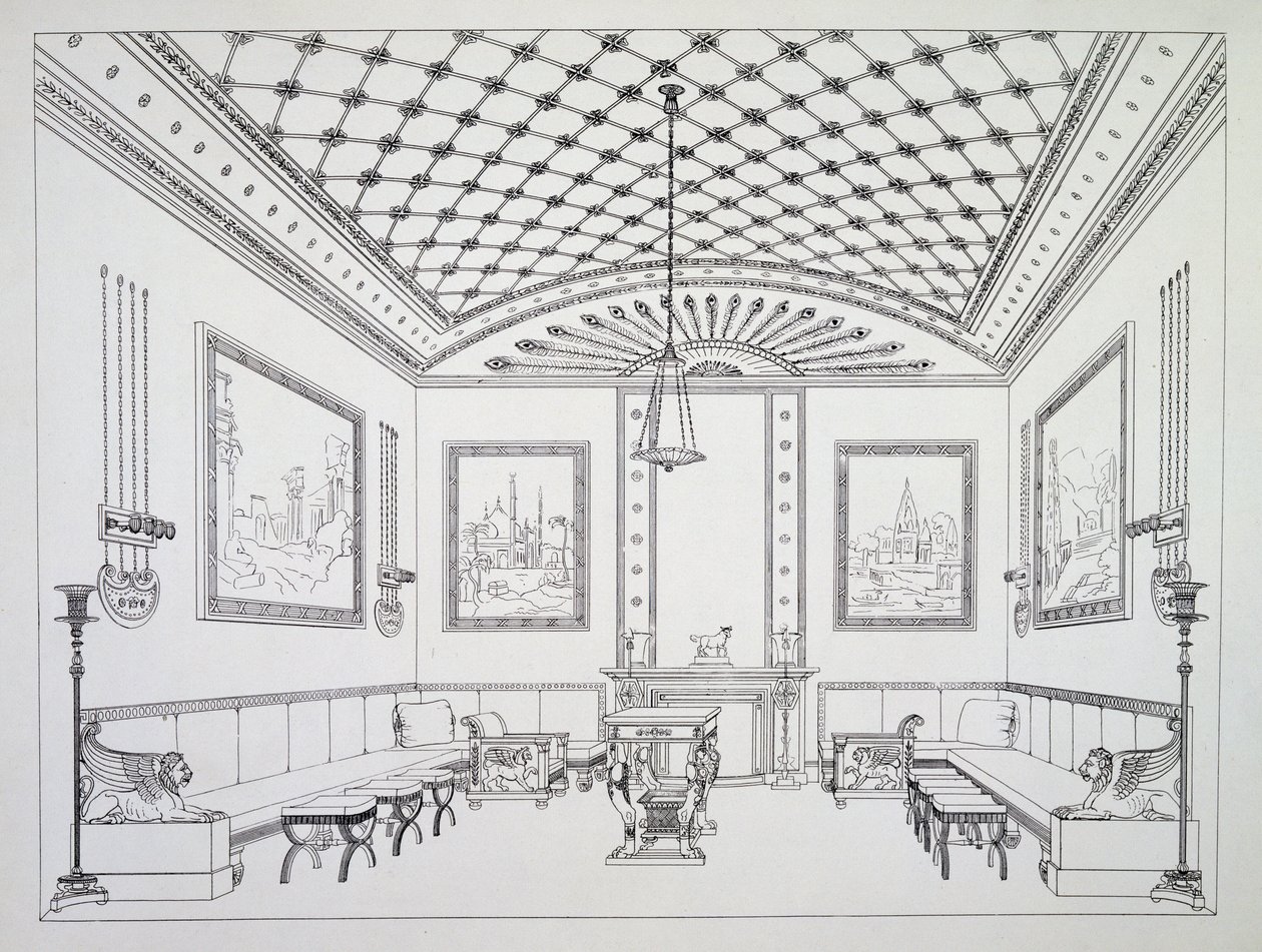 Salotto, illustrazione da Household Furniture and Interior Decoration da Thomas Hope